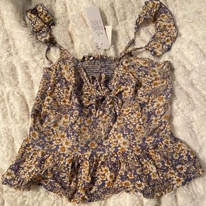 Floral tie-front tank